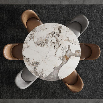 53" Modern Round Dining Table Faux Marble Tabletop for 6 Person